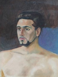 Vintage Mid Century Upper Nude Male Expressionist Oil Painting