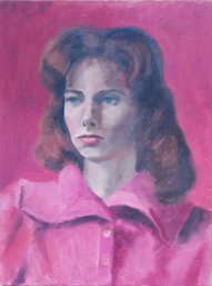 Vintage Mid Century  Female Expressionist Portrait Oil Painting