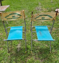 #31 Antique 1963 U.S.G.A. Open Championship Folding Souvenir Chairs SUPER RARE!