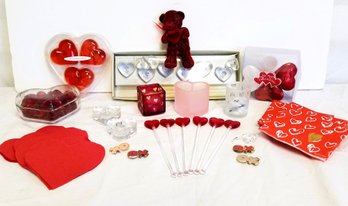 Mixed Lot Of Valentine's Day Candleholders, Votive Holders, Heart Shaped Candles And More!