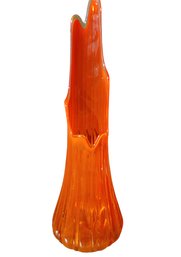 Vintage Mid Century Modern L.E Smith  Bittersweet Orange Swung Vase