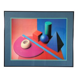 Vintage 1980's Postmodern Geometric Form Lithograph Print