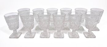 Vintage Clear Cut Glass Goblets- Set Of 10