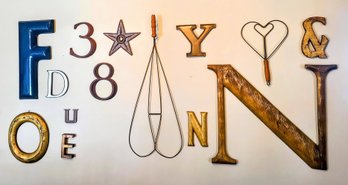 (14) Vintage Letters, Numbers And Shapes Wall Decor