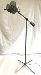 Vintage Machine Age Industrial Steel Cantilevered Floor Lamp