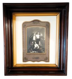 Antique Victorian Deep Dish Walnut Frame With Family Photo