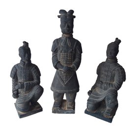 Grouping Of 3 Vintage Chinese Terracotta Warrior Figures