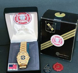 NOS Never Worn Florida Gators 1991 Champions Gold Plated Watch With Box  Swiss Quartz NOT TESTED