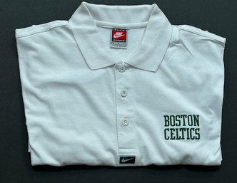 NOS No Tags Never Worn Nike Sports Dri Fit  Boston Celtics Polo-Golf Collared Shirt Size Medium