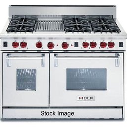 A Wolf R486C-G 48 Inch Pro-Style Dual-Fuel Range - With Infrared Grill