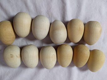 12 Chicken Sized Solid Wooden Eggs Waiting Your Finishing Touches, Just In Time For Easter