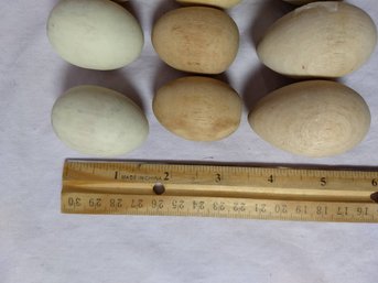 Lot Of 14 Smaller Sized Solid Wooden Eggs For Crafting, Just In Time For Easter