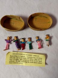 Guatemalan Worry Dolls Tiny Hand Made Worry Dolls In Small Handcrafted Wood Box