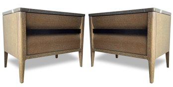 A Pair Of Gorgeous Marble Top Oslo Bedside Tables By Holly Hunt