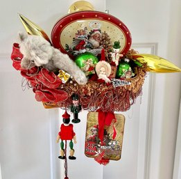 Hand Crafted Christmas Hanging Decoration In 1993 Longaberger Basket Vintage Items In Basket