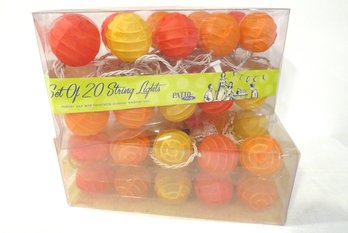 2 Sets Of 20 String Patio Lights (Red, Orange & Yellow)