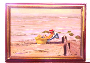 Beach Scene Painting Signed Armstrong