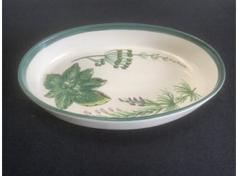 Hand Painted Green Trimmed Platter Made In Italy