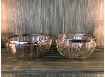 Cut Crystal Bowls With Silverplate Rims, England