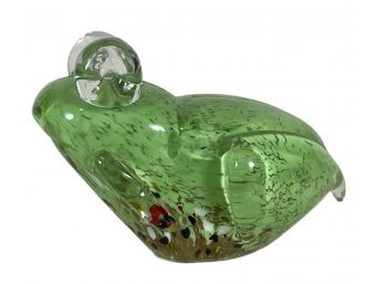 Art Glass Frog Sculpture In Green