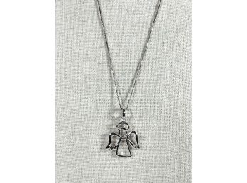 Sterling Silver Necklace Chain Pendant Of An Angel