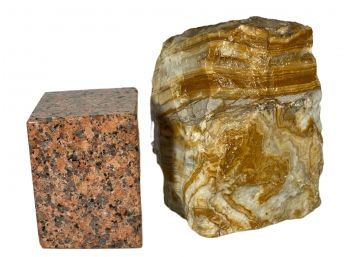 Two Stone Specimens Onyx & Granite