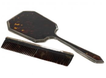 British Sterling Silver Hand Mirror And Comb