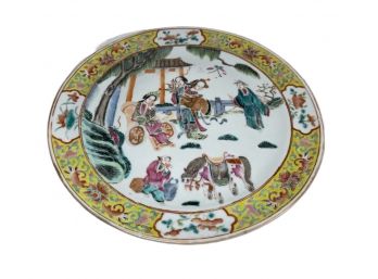 Antique Chinese Export Rose Famille Dinner Plate W Figures