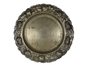 Fine Hand Wrought & Repousse Charger Silver Plated Tray