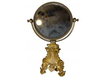 Antique French Based Table Top Cheval Mirror Gilded Bronze