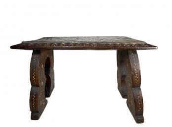 Antique Moroccan Inlaid Wood Stool (Number 1)`