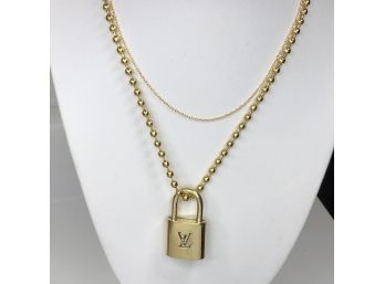 (1 Of 2) Incredible Authentic LOUIS VUITTON Lock / Pendant With Two Different Style Necklaces 18' & 20'