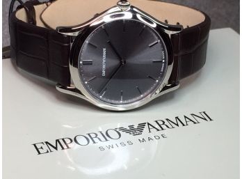 (1 Of 2) Incredible Mens $895 GIORGIO ARMANI / EMPORIO Watch - Swiss Made - Silver Case - GREAT GIFT