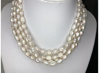 Fabulous SUPER Long (60' In) - Genuine Cultured Baroque Pearl Necklace - Very Nice Piece - Double / Triple