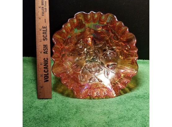 Footed Imperial Carnival Ruffled Glass Bowl Dish