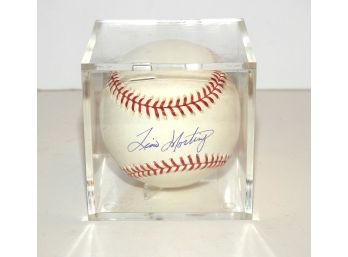 Signed Major League Rawlings Baseball In Plastic Cube Case