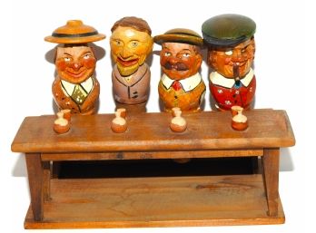 Vintage Wood Carved Barfly Barware Set