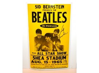 Signed Sid Bernstein The Beatles Cardboard Concert Poster