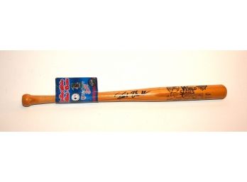 Signed NY Yankees Mini Baseball Bat Has Hologram On The Label