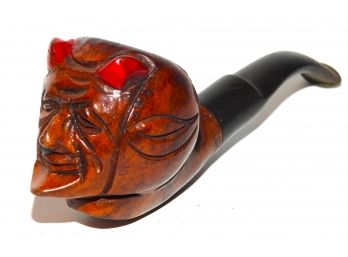 Vintage Wooden Carved Devil Pipe