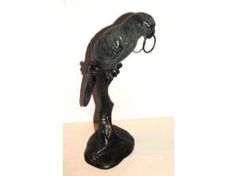 14 Inch Metal Parrot Statue