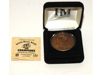 New York Giants Bronze Football Super Bowl Coin With COA