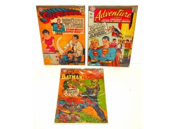 Lot Of 3 Early Super Man And Batman Comic Books