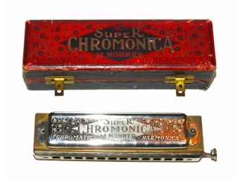 Old Hohner SuperChromonica Harmonica In Original Case