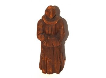 Old Wood Carved Religious Monk Statue