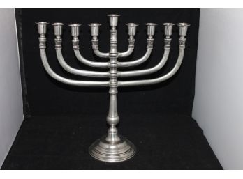 LARGE And HEAVY Jewish Pewter Menorah Candle Holder - Marked Elain 95