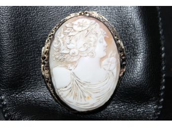 Antique Large 2 Inch 14k Gold Carved Shell Cameo Jewelry Pendant