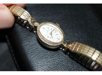 10K Gold Filled Omega Ladies Watch - Running - With Schick Razor Inscription On Back