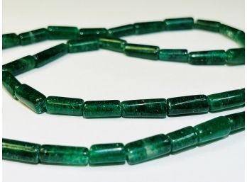 New Green Stone Beaded Sterling Silver Necklace*