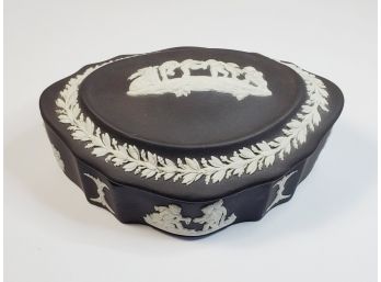 WEDGEWOOD Jasperware Black And White Vessel With Cover*